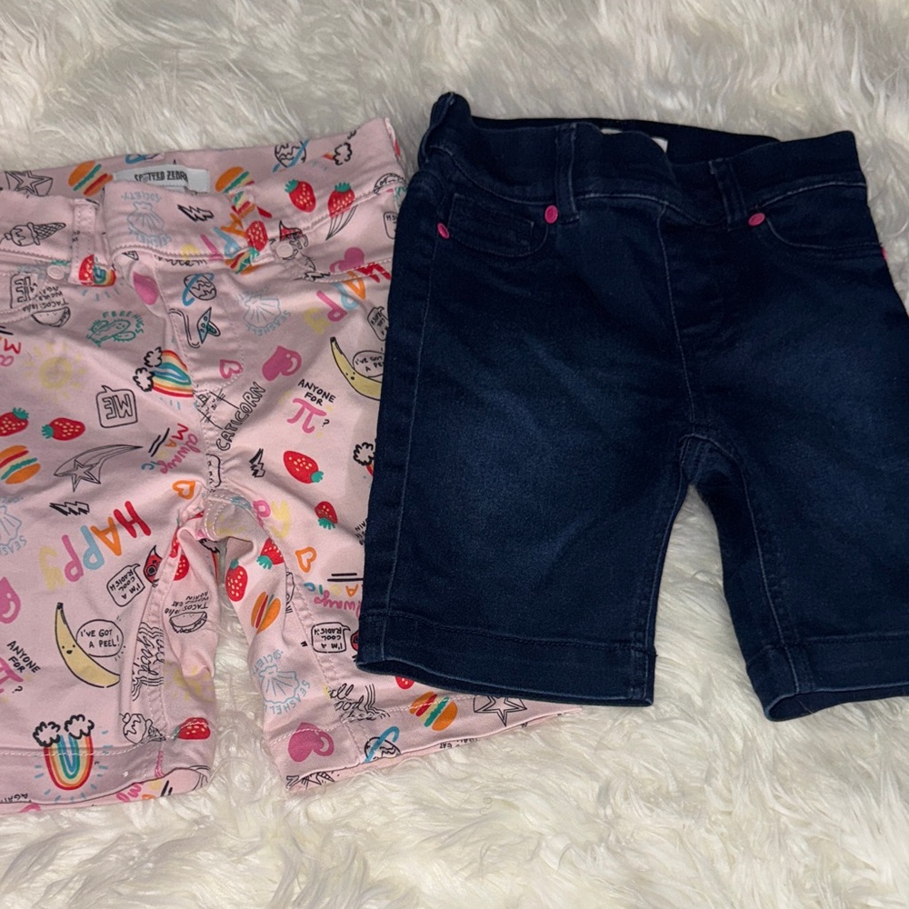 Vibrant Graphic and Classic Denim Kids Shorts Set